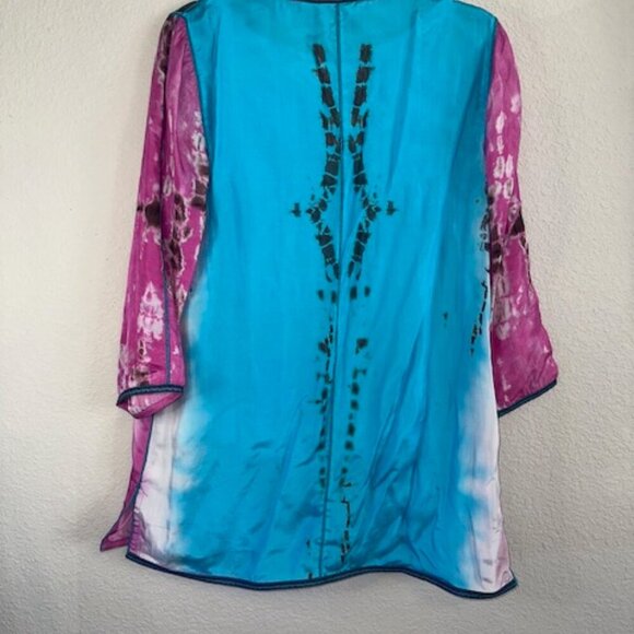 Soft Surroundings Curacao Tunic‎ Top Shirt 100% Silk Tie Dye New with Tags - Picture 6 of 6